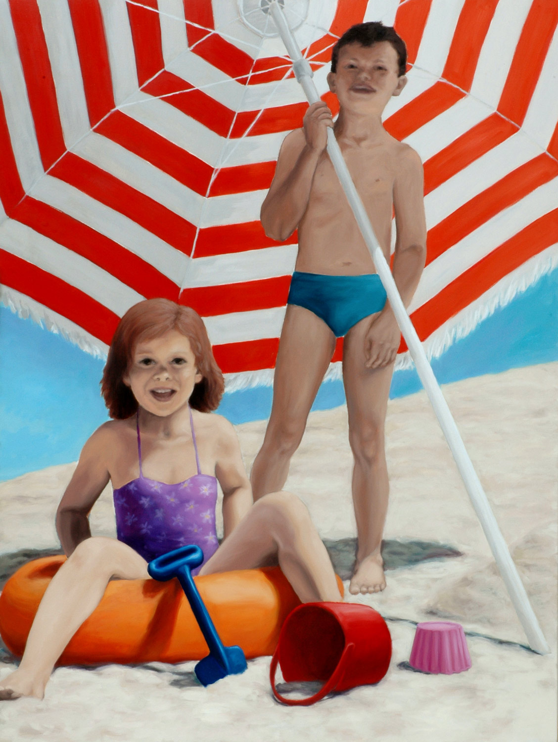 Martina Büttner painting beach umbrella, 2008