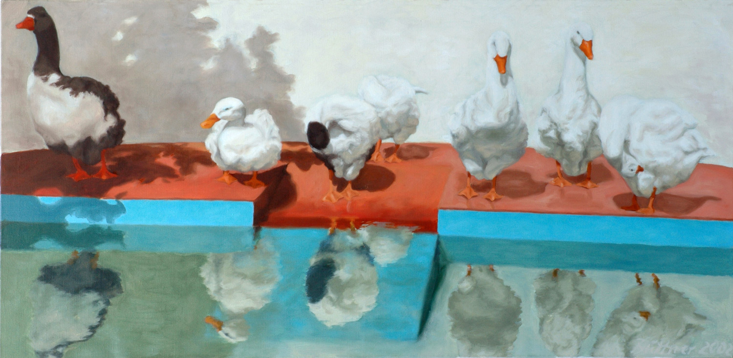 Martina Büttner painting gooses, 2002
